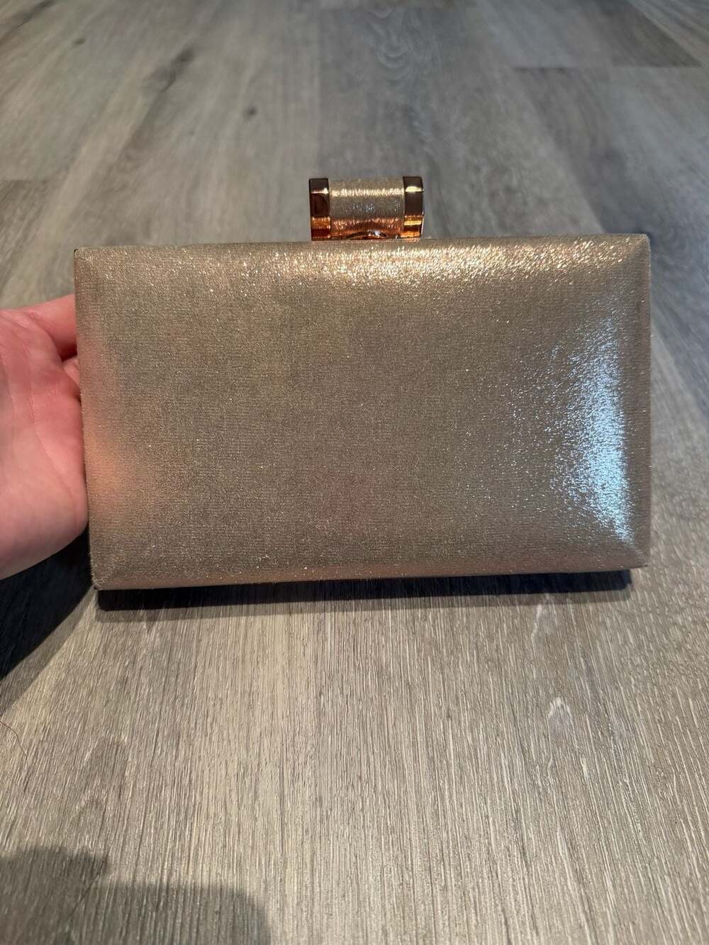 Charming Charlie Rose Gold Glitter Hard Shell Evening Clutch